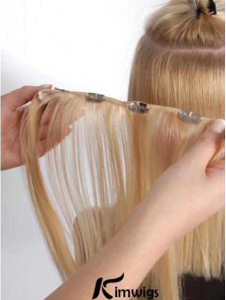 Hair Extension Clips Remy Straight Style Blonde Color