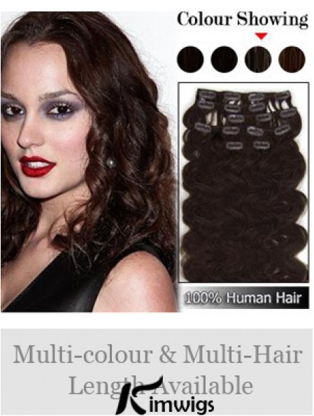 Exquisite Auburn Wavy Remy Real Hair Clip In Hair Extensions