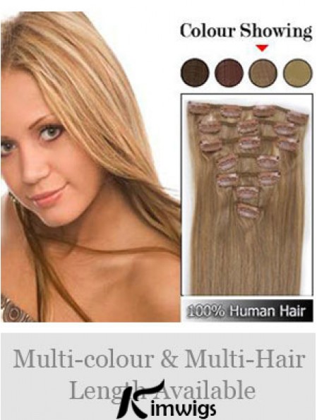 Soft Blonde Straight Remy Real Hair Clip In Hair Extensions