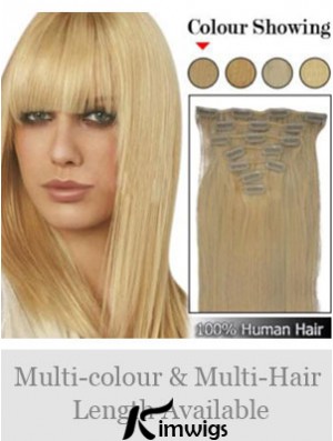 Trendy Blonde Straight Remy Real Hair Clip In Hair Extensions