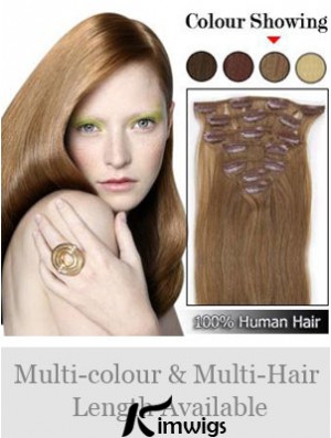 New Brown Straight Remy Real Hair Clip In Hair Extensions