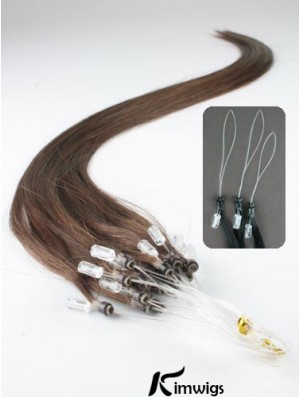 No-Fuss Brown Straight Micro Loop Ring Hair Extensions