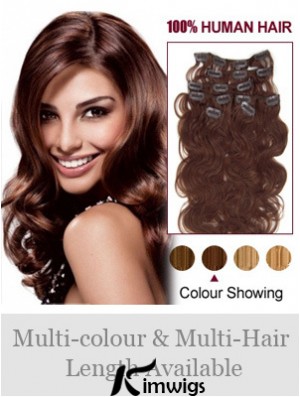 Online Auburn Wavy Remy Real Hair Clip In Hair Extensions