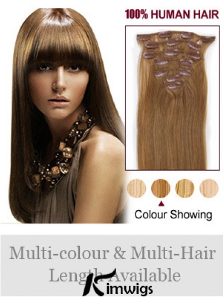 Hairstyles Brown Straight Remy Real Hair Clip In Hair Extensions