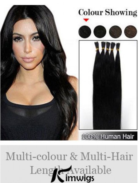 Black Straight Stick/I Tip Hair Extensions