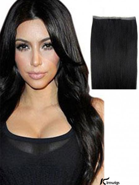 Straight Remy Real Hair Black Good Weft Extensions