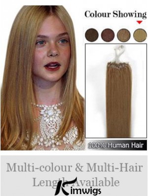 High Quality Brown Straight Micro Loop Ring Hair Extensions