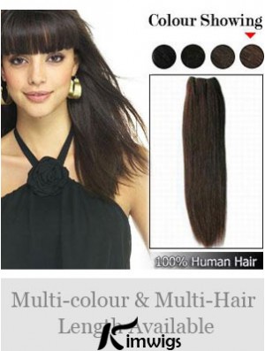 Straight Remy Real Hair Brown Durable Weft Extensions