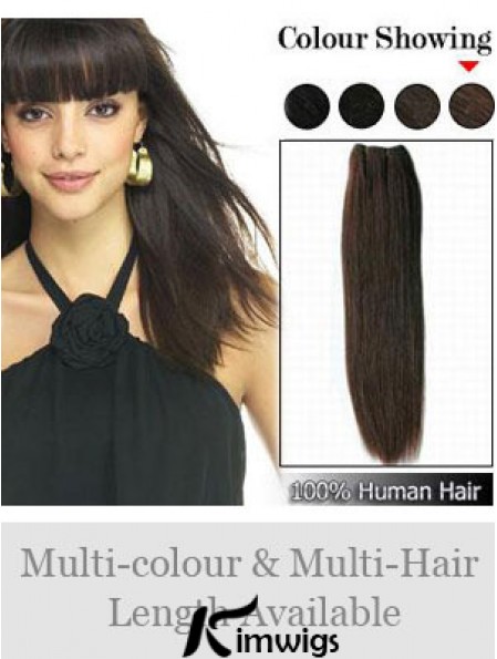 Straight Remy Real Hair Brown Durable Weft Extensions