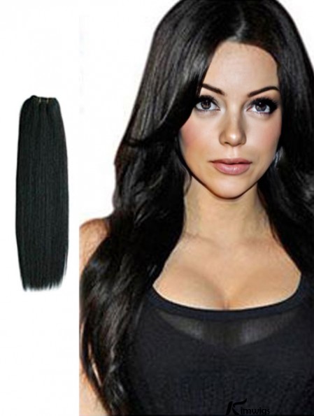 Straight Remy Real Hair Black Trendy Weft Extensions