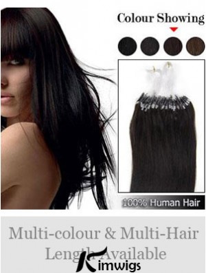 Beautiful Black Straight Micro Loop Ring Hair Extensions