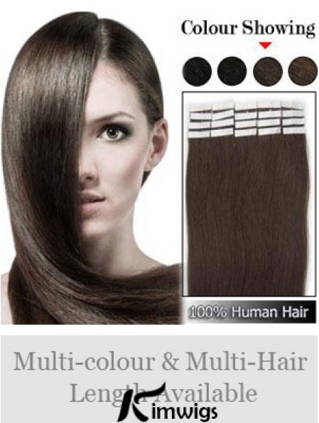 Brown Straight Durable Remy Real Hair Tape In Hair Extensions