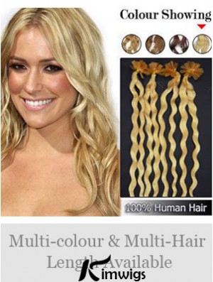 Blonde Curly Great Nail/U Tip Hair Extensions