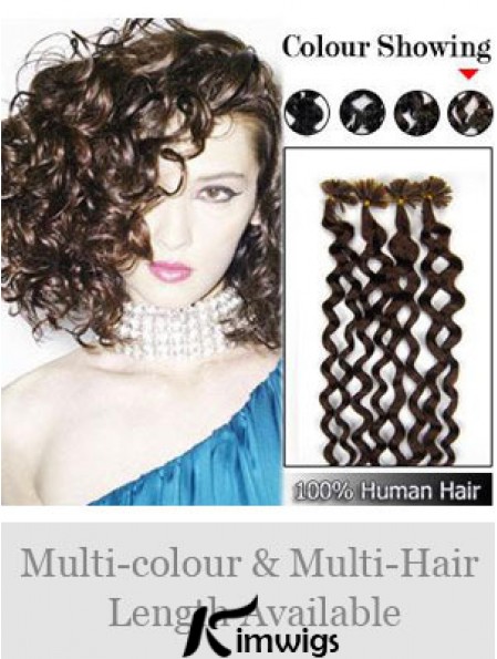 Brown Curly Soft Nail/U Tip Hair Extensions