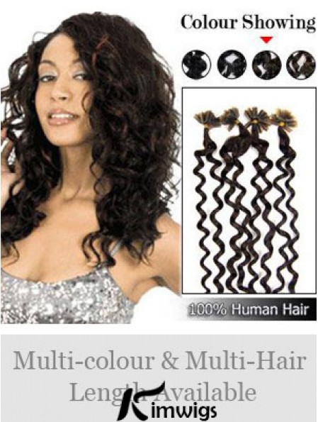 Black Curly Comfortable Nail/U Tip Hair Extensions