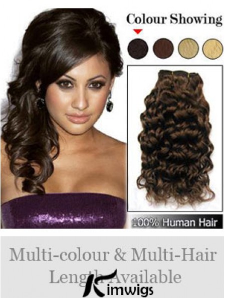 Curly Remy Real Hair Brown Online Weft Extensions