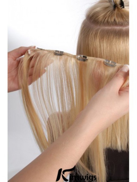 Flexibility Blonde Straight Remy Real Hair Clip In Hair Extensions