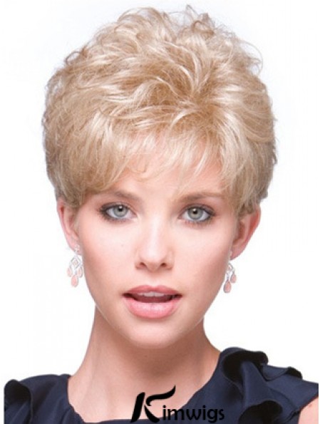 Short Curly Blonde Fabulous Synthetic Half Wigs