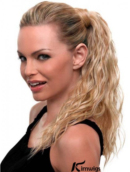 Blonde Ponytail Wavy Style Long Length With Synthetic