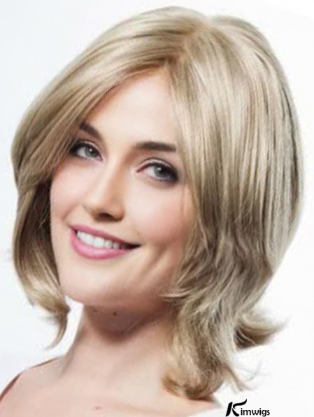 Shoulder Length Layered 12 inch Wavy Blonde Medium Wigs